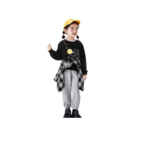 mini balabala 迷你巴拉巴拉 ZA0D041223155-90001 儿童休闲长袖套装 黑色 100cm