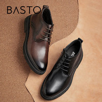 BASTO 百思图 2021冬季新款商场同款商务通勤布洛克鞋男休闲皮鞋H1817DM1