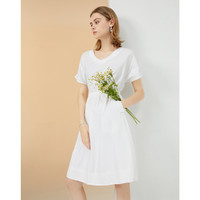 La Chapelle 夏季白色收腰中长连衣裙