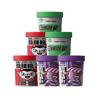 食族人 米粉组合装 3口味 850g（经典酸辣粉130g*2桶+麻辣爆肚粉150g*2桶+浓鲜花甲粉145g*2桶）