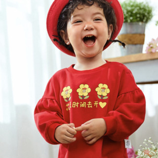 mini balabala 迷你巴拉巴拉 ZA0E041221181-60611 女童套装 中国红 100cm