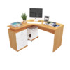 美宜德曼 L型电脑桌 橡木色+白色 左三抽款