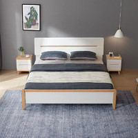 QuanU 全友 121810 简约板式床 原木色 180*200cm