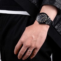 GIORGIO ARMANI 手表男士男表礼盒款送礼时尚欧美潮流石英黑色钢带腕表AX7102