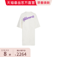 VETEMENTS 白色香芋紫色手写logo廓形女士T恤