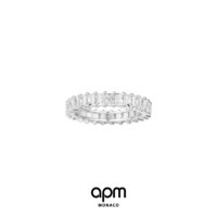 APM Monaco 长方形银素圈戒指女食指戒 情侣对戒 时尚饰品 新年礼物送女友 M(APM54码)