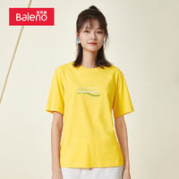 Baleno 班尼路 2020夏季新款短袖t恤女个性字母印花纯棉透气体恤