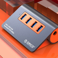 ORICO 奥睿科 M3H4-G2 USB3.1集线器 一分四 深灰色 橙色