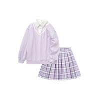 balabala 巴拉巴拉 208122104017-70013 女童半身裙套装 粉紫 130cm