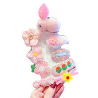 娃们 T384 女童发夹9件套 粉色兔子