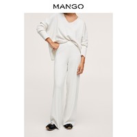 MANGO 芒果 女装休闲裤2021秋冬新款棉质松紧腰宽松直筒针织休闲裤