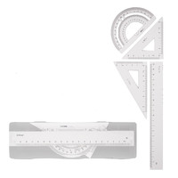 deli 得力 79510 金属套尺 加长版 白色 4件套