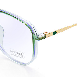 潮库 3022 渐变绿金TR90合金眼镜框+1.56折射率 防蓝光镜片