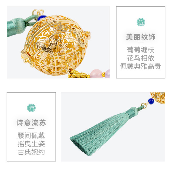 陕西历史博物馆杨贵妃葡萄花鸟纹香囊球国风镂空小香薰球