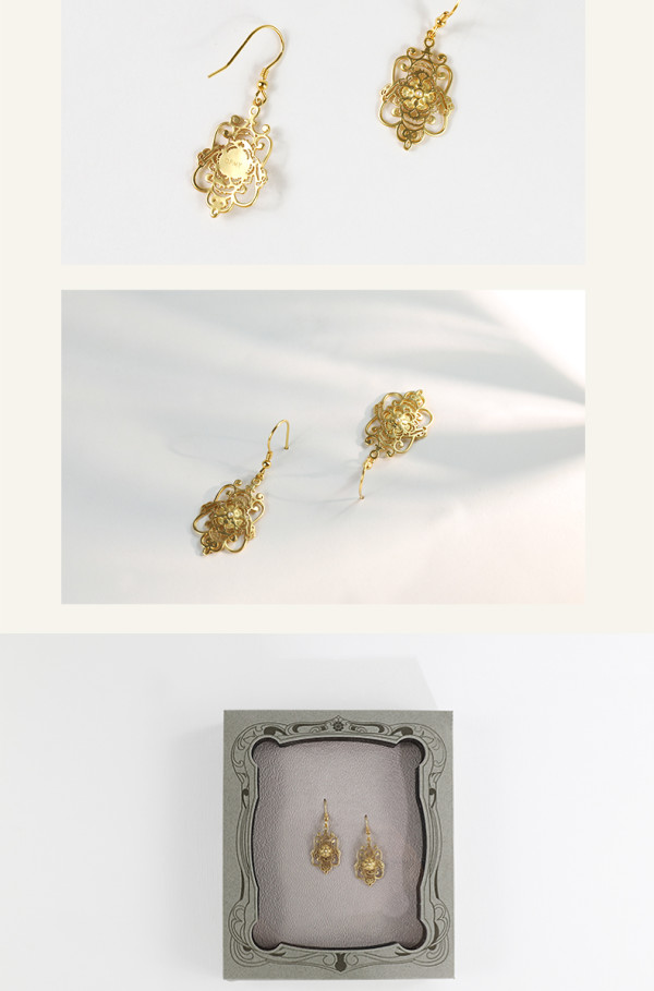 耳饰耳环_陕西历史博物馆 花舞大唐 镂空耳坠 925银 铜镀18k金多少钱