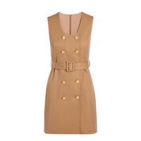 ochirly 欧时力 黑标系列 女士A字连衣裙 1RH4087040 卡其 M