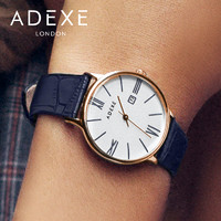 ADEXE 英国手表女防水日历版钢带石英表 女士手表