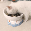 猫碗猫食盆陶瓷高脚防打翻双碗保护颈椎饭盆狗碗猫咪喝水粮碗用品