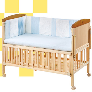 gb 好孩子 婴儿床实木拼接大床宝宝多功能儿童床送摇篮送蚊帐MC283