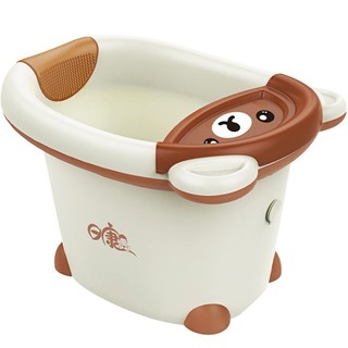 日康（rikang) 浴桶婴儿洗澡盆 宝宝儿童洗澡桶 新生儿宝宝游泳桶0-12岁 RK-X1002 小号咖啡色浴桶（小船+海洋球）