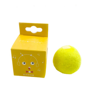 petgravity 引力叫叫球-蟋蟀叫 猫玩具 羊毛款 黄色 5.5cm