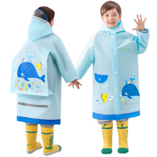 贝壳年代 儿童雨衣 高领款 浅蓝鲸鱼 XL