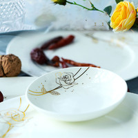 尚行知是 骨瓷餐盘家用陶瓷盘子深菜盘饺子盘创意圆形平盘西餐餐具散件碗
