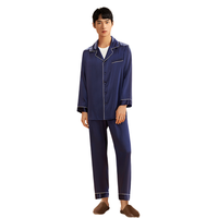 JINSANTA 金三塔 男士桑蚕丝家居服套装 YSF8C209 藏青 XXXL