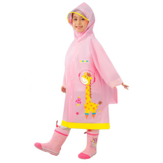 贝壳年代 儿童雨衣 高领款 粉色长颈鹿 XXXL