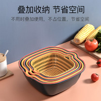 YUE YU 悦语 6件套厨房洗菜盆双层沥水篮滤水篮果篮水果多功能菜篮子洗菜篮