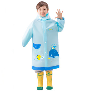贝壳年代 儿童雨衣 高领款 浅蓝鲸鱼 XXL