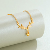 SUNFEEL 赛菲尔 女神节礼物 赛菲尔黄金一鹿有你项链 约43-44cm 约4.35克
