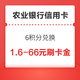 农业银行 信用卡支付满18元可获1.6-66元刷卡金返现