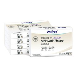 UNIFREE 保湿乳霜纸巾 婴儿抽纸   3层40抽5包