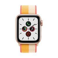 Apple 苹果 Watch SE 智能手表 44mm GPS+蜂窝版 金色铝金属表壳 黍米色配白色回环式编织表带（心率、GPS、扬声器）