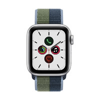 Apple 苹果 Watch SE 智能手表 44mm GPS+蜂窝版 银色铝金属表壳 深邃蓝配苔绿色回环式编织表带（心率、GPS、扬声器）