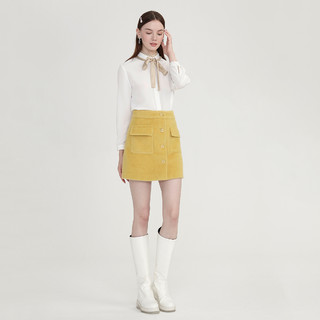 LILY 丽丽 9A波系列 女士短款半身裙 120409F6943201 黄色 L