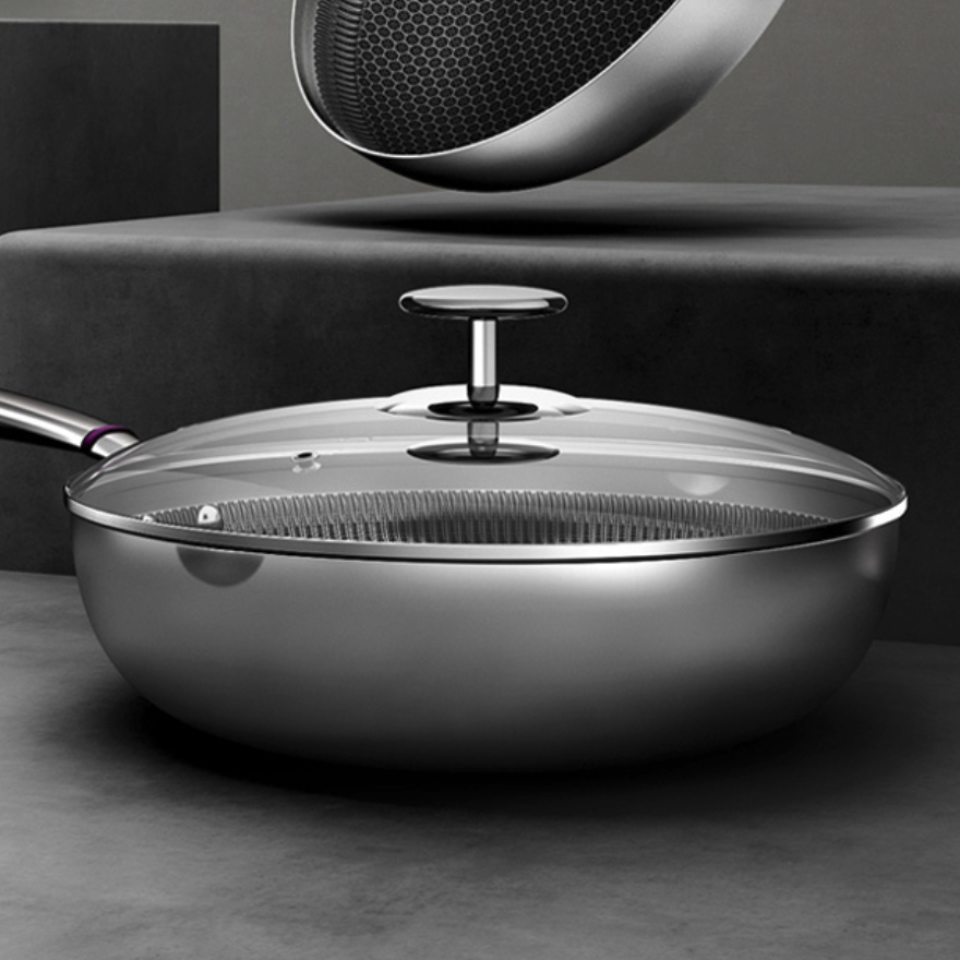 康巴赫 炒菜锅子炒勺平底锅燃气灶电磁炉通用 旗舰款316l不锈钢炒锅