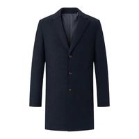 HAZZYS 哈吉斯 男士毛呢长款大衣 ABSZH01DX05NV 藏青色 54