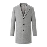HAZZYS 哈吉斯 男士毛呢长款大衣 ABSZH01DX05NV 灰色 52