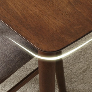 致林 实木餐桌椅组合 胡桃木色 1.3m