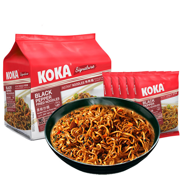 KOKA 可口 方便面 黑椒炒面快熟泡面 85g*5 新加坡进口