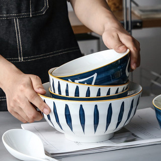 WUXIN 日式大碗汤碗大号家用面碗简约8英寸单个网红餐具陶瓷碗汤盆 毛草8英寸斗笠碗