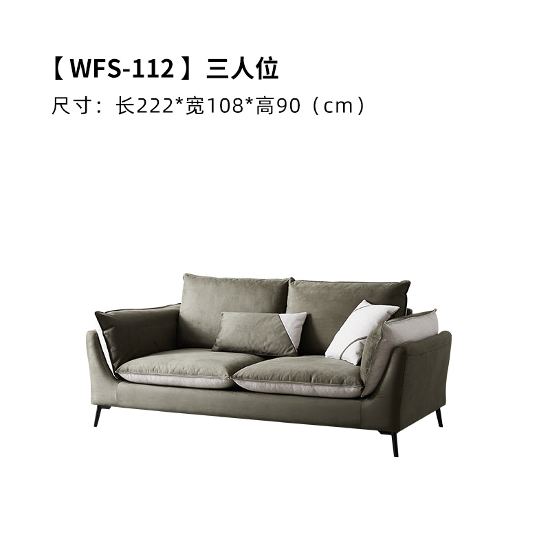 ARIS 爱依瑞斯 WFS-112 意式小户型科技布沙发  三人位