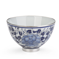 容山堂 青花牡丹鎏银茶杯 95ml