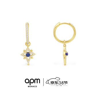apm monaco 新品八芒星圆圈银耳环女夏 古罗马风耳坠耳饰首饰时尚饰品