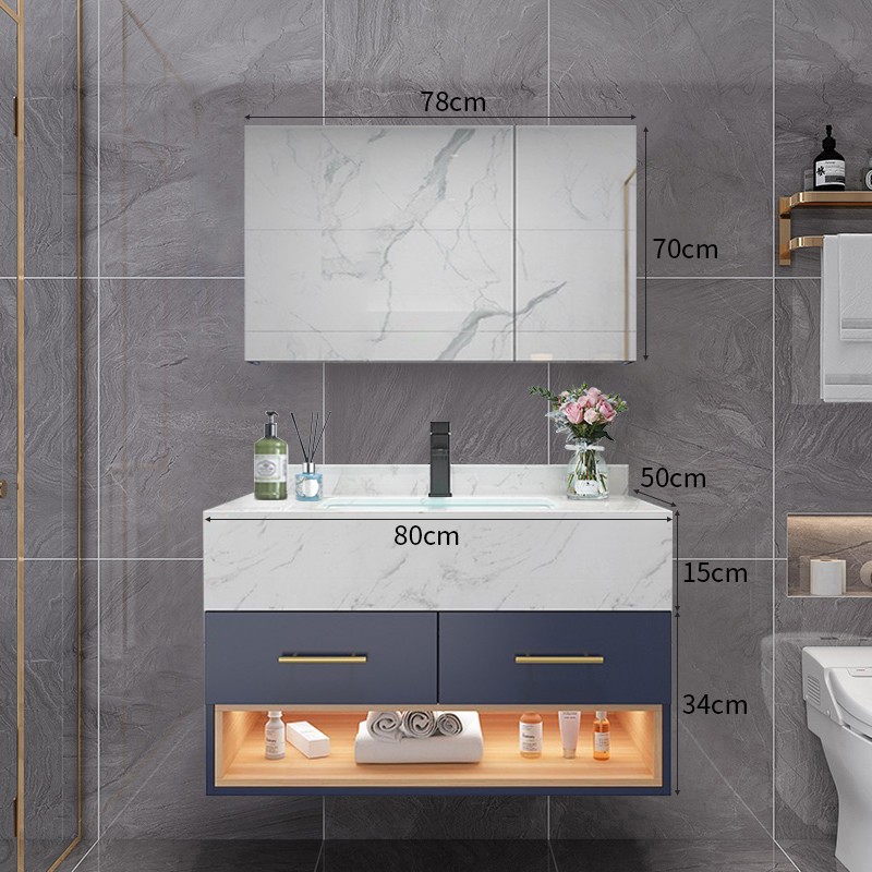 恋派 实木岩版浴室柜 升级全境R款 80cm附全套配件