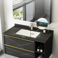 恋派 浴室柜镜柜组合 劳伦黑金岩版-镜柜款 80cm 附全套配件