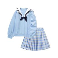 balabala 巴拉巴拉 208122104002-00488 女童长袖套装裙 蓝色调 110cm