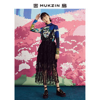 MUKZIN 密扇 2020款设计复古流苏吊带蕾丝黑色仙女裙连衣裙女气质高档